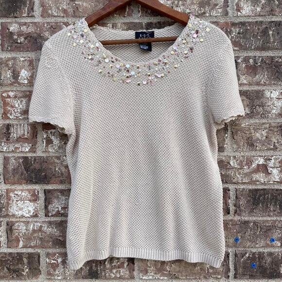 Vintage Y2K Womens Size PL Knitted Sequin Coastal Beach Cover‎ Up Minimal - Picture 1 of 8